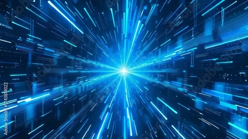 Wallpaper Mural Futuristic Blue Light Beams Create Dynamic Visual Effects and Sense of Speed and Motion Torontodigital.ca