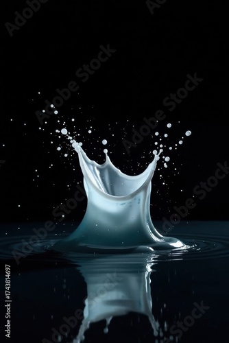 Fluid Dynamics An Abstract Study of a Liquid's Impact and Subsequent Ripples in a Dark Setting