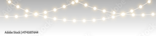 png festive glowing Christmas garland with star lights and seasonal lamp
