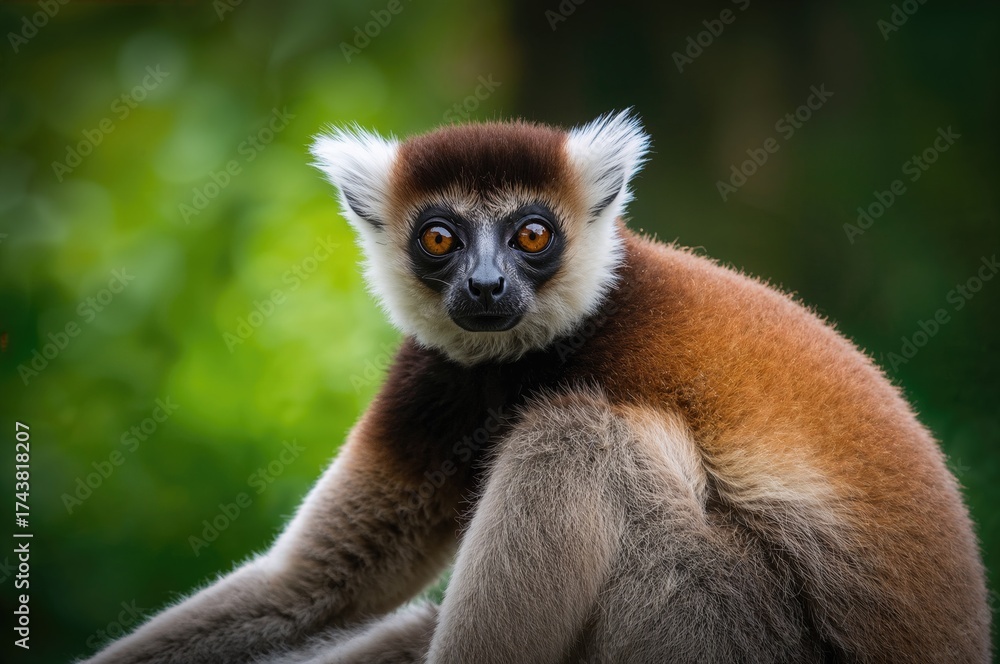Fototapeta premium A rare lemur species staring intently
