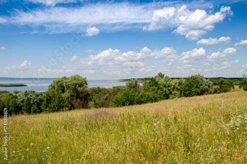 landscape with blue sky and clouds