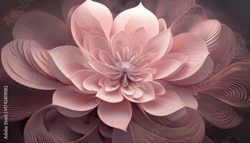 abstract fractal large muted pink flower