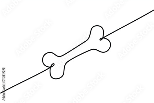 Vector art of simple bone drawing with one continuous line vector illustration
