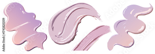Pink and purple paint strokes displayed with textured flowing edges on white background forming abstract composition suitable for beauty packaging cosmetic projects or templates