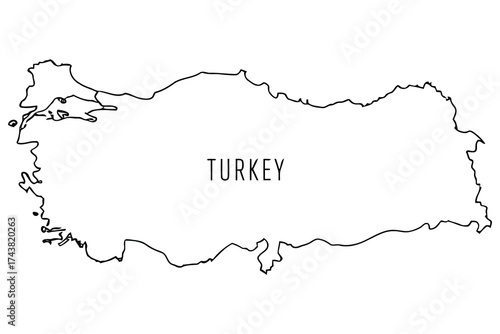 Vector art of detailed outline map of turkey, showcasing the countrys geographical borders