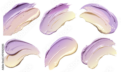Lavender and cream paint strokes arranged in gradient effect on white background creating smooth texture suitable for design templates backgrounds or modern decorative projects