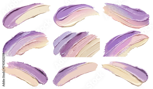 Foundation or concealer creamy pastel texture forming flowing strokes on white background suitable for cosmetics advertising templates packaging design or beauty project visuals