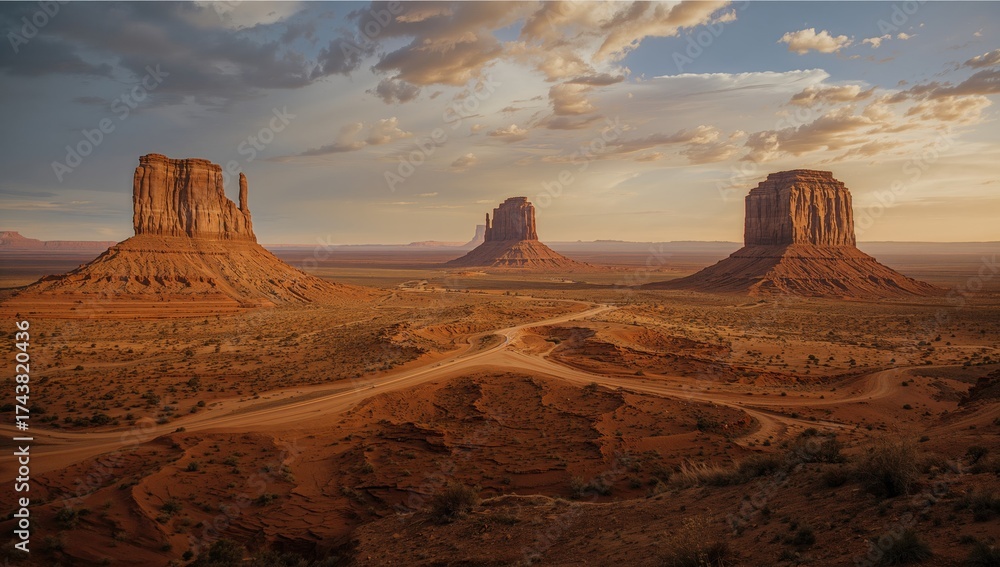 Naklejka premium The iconic buttes are located in a famous desert valley