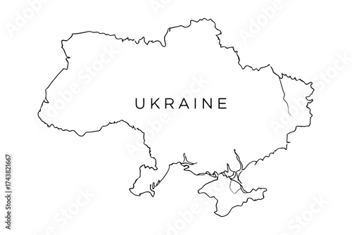 Vector art of outline map of ukraine simple vector illustration of ukrainian territory