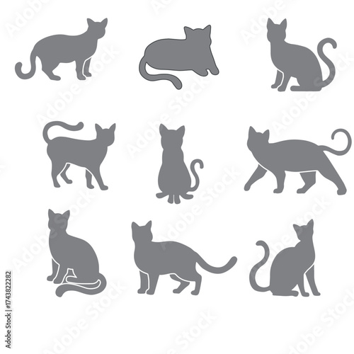 set of cats silhouettes