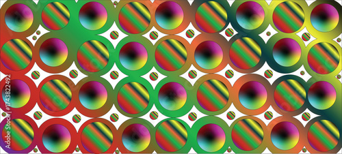 Vibrant gradient spheres with geometric pattern abstract background design vector