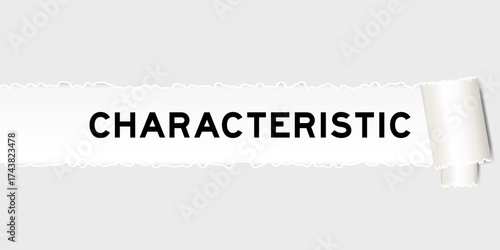 Ripped gray paper background that have word characteristic under torn part
