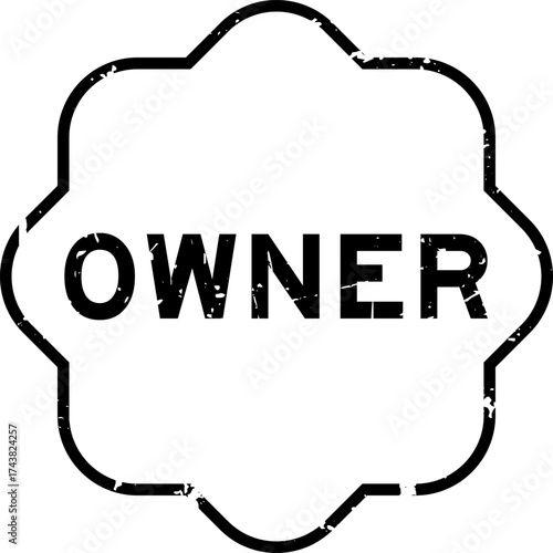 Grunge black owner word rubber seal stamp on white background