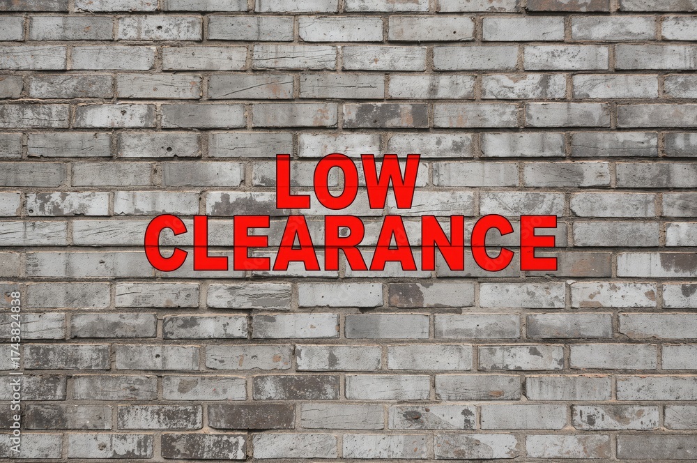 Fototapeta premium Warning: Height Restriction - Red Text on Concrete Wall