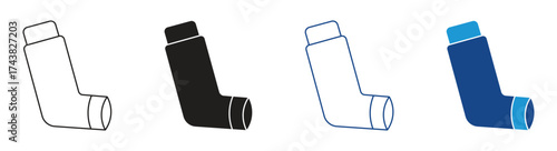 Inhaler icon set, spray for respiratory. Breather for cough relief, inhalation, allergic patient, vector illustration .