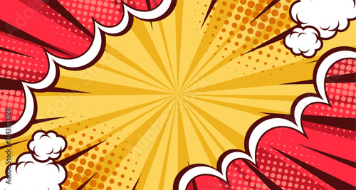 Hand drawn comic style background with halftone element