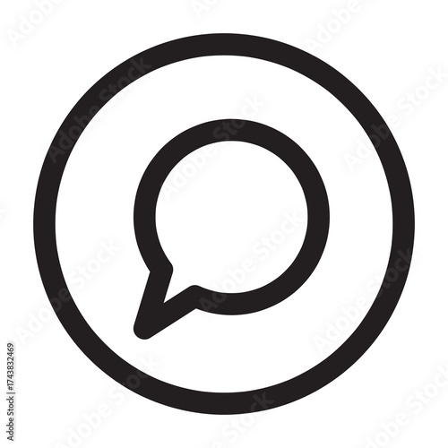 comment button icon with outline style and black color