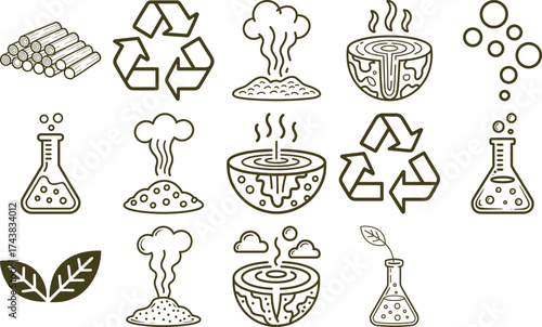 Sustainable living icons promoting eco-friendly practices and environmental awareness