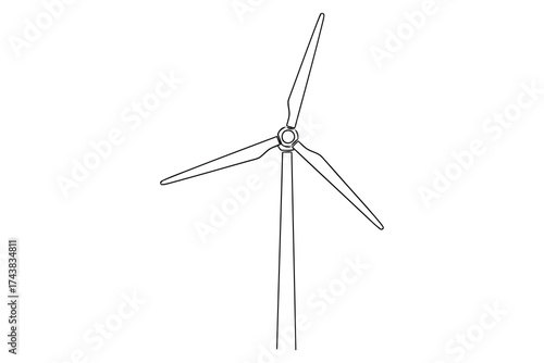 Vector art of wind turbine sketch renewable energy source for electricity generation concept