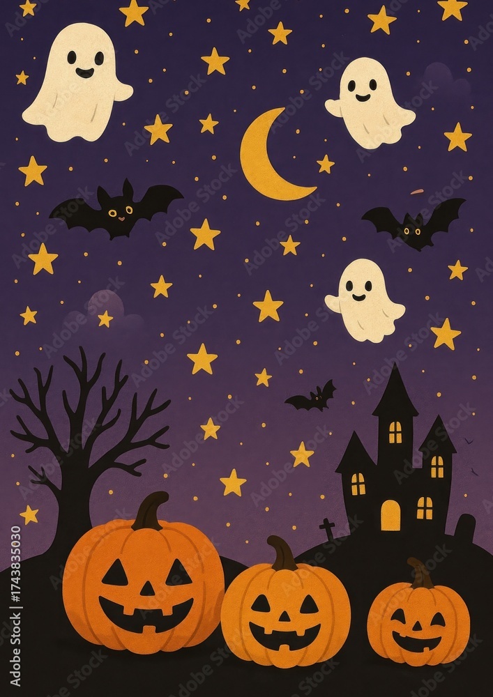 Fototapeta premium Spooky Halloween night scene