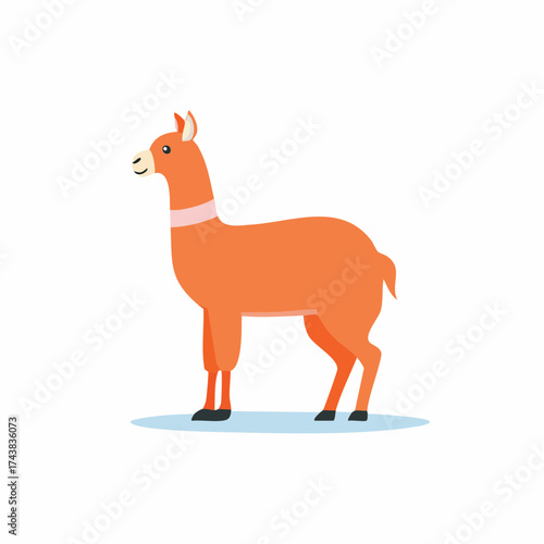 Illustrated Orange Llama Animal Vector Graphic Cute Cartoon Character Design Illustration