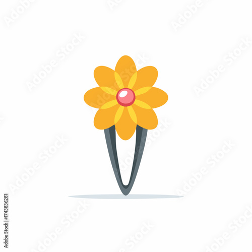 Vibrant yellow floral hair clip with a pink center, a charming feminine accessory for beauty and style