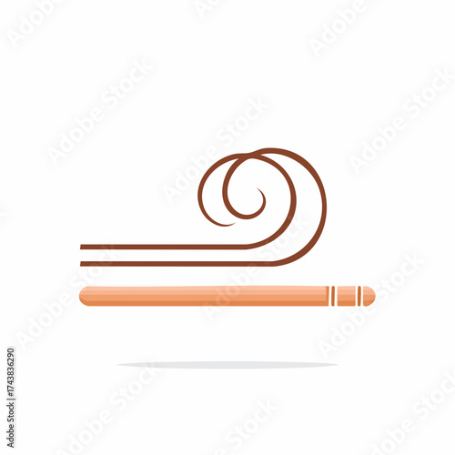 Vector Illustration of Aroma Stick with Scent Curves, Fragrance Air Flowing Symbol for Design Element