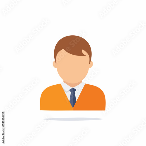 Generic male business user avatar icon with a tie and orange sweater