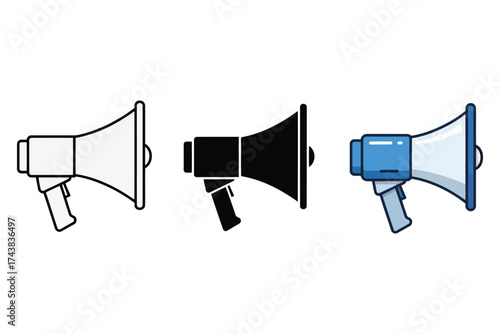 Vector art of loudspeaker set used for public address system and emergency communication