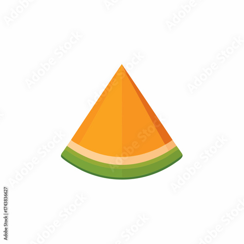 Fresh cantaloupe melon wedge slice illustration simple fruit icon design
