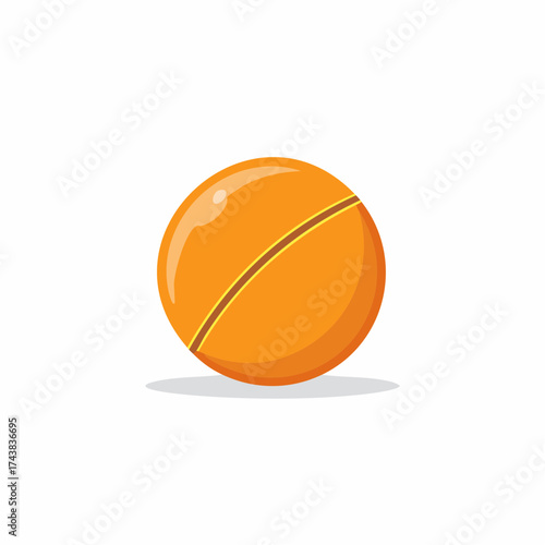 Glossy orange sphere with a diagonal brown line casting a subtle shadow, isolated vector illustration