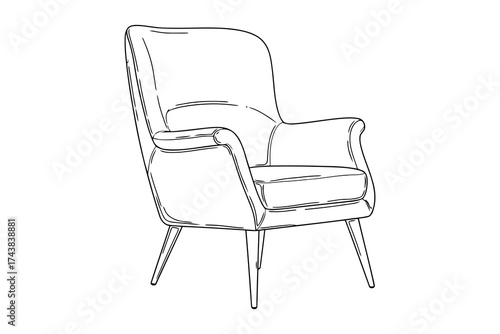 Vector art of vintage armchair, a classic and comfortable piece of furniture for home