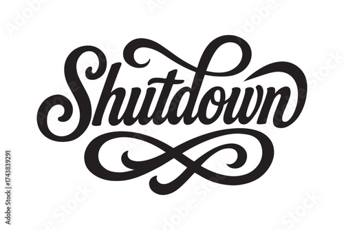 shutdown lettering retro typography vector