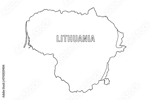 Vector art of lithuania map, a simple outline of the countrys borders and geography