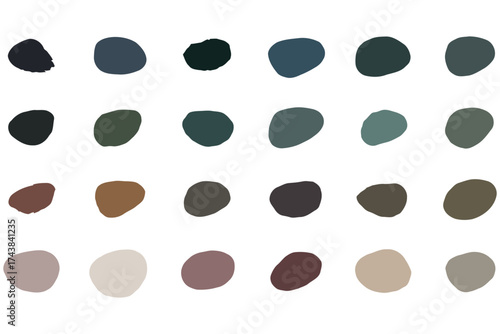 Vector art of collection of colorful pebbles set of smooth stones in various shades and shapes