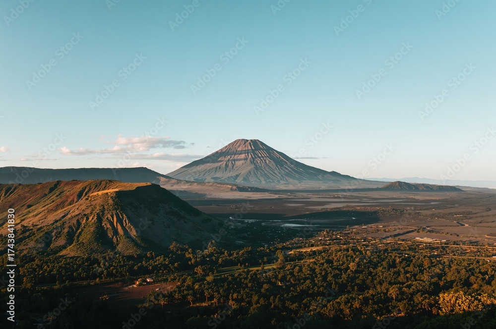 Fototapeta premium Distant view of Mount Argopuro from the peak of Mount Bromo