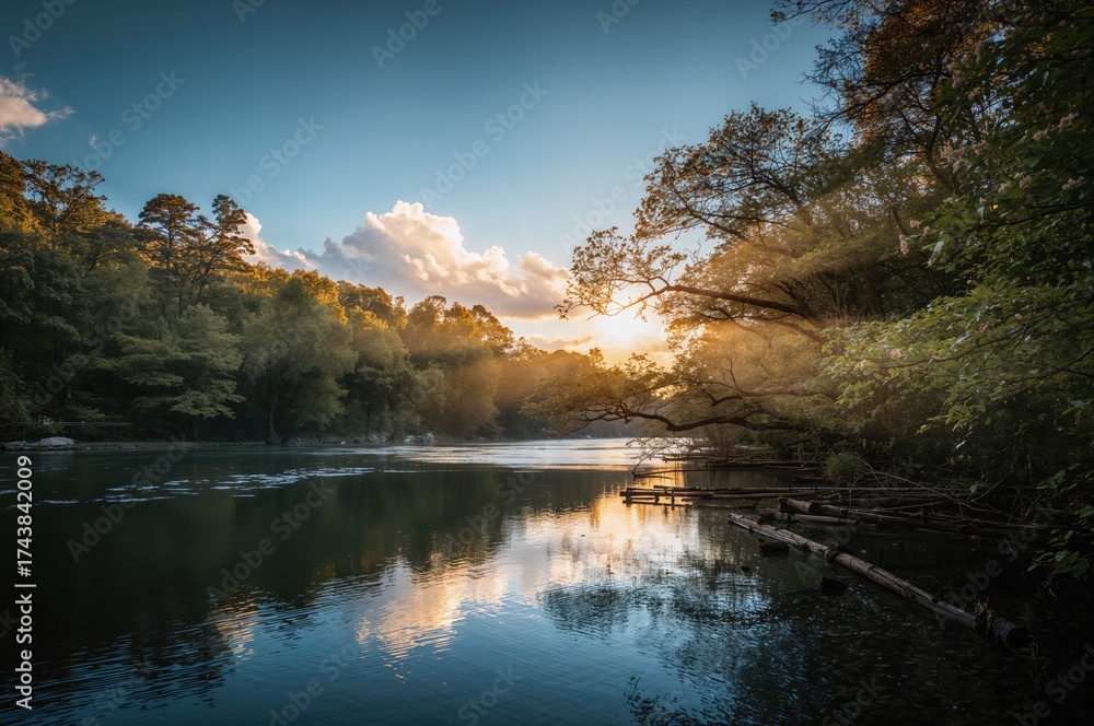 Fototapeta premium Summer Dawn by a Woodland Stream