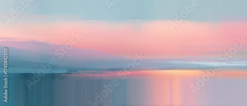 Wallpaper Mural Abstract pastel horizon seascape with soft gradient sunrise reflections. AI generative Torontodigital.ca