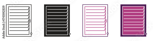 Jalousie icon set.  Rolling curtain privacy shade sign. Vector illustration .
