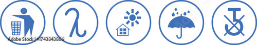 Shipping Symbols Packing icon set, Cardboard packaging sign labels sign, Keep away from water button, Package Warning Symbols,
