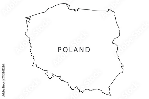 Vector art of outline map of poland, showcasing the countrys geographical borders and shape
