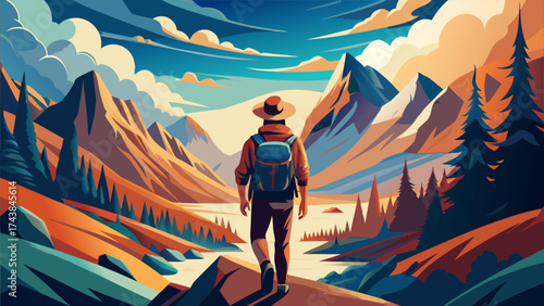 man in the mountains landscape