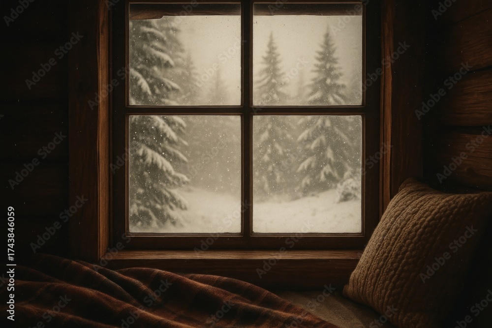 Fototapeta premium Cozy cabin window view