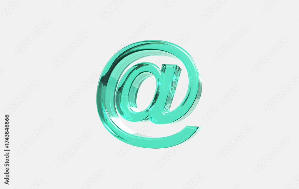 Obraz premium 3d green glass mail sign icon on isolated background