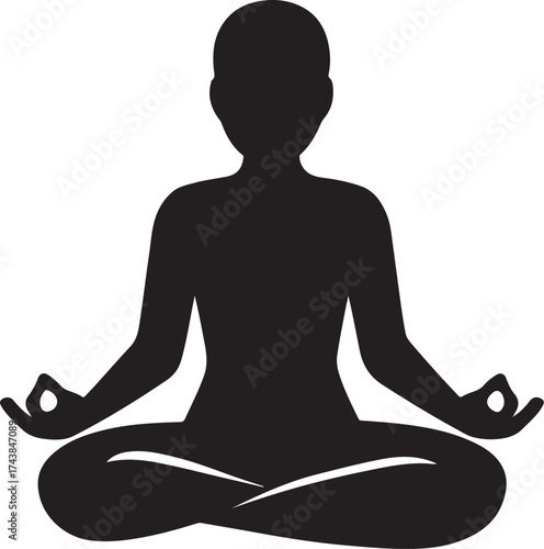 PrintSilhouette of a person meditating in a lotus position