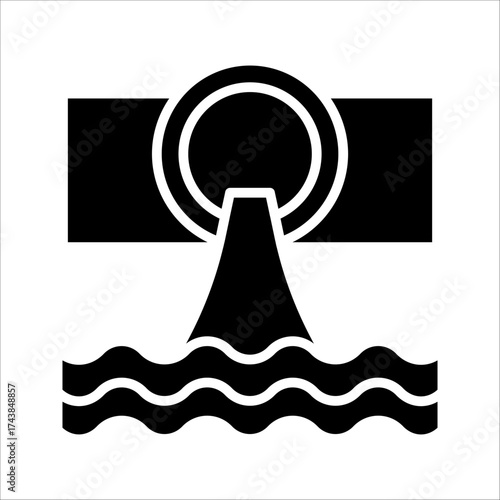 waste water Icon. Symbol isolated white background. vector illustration. color editable.