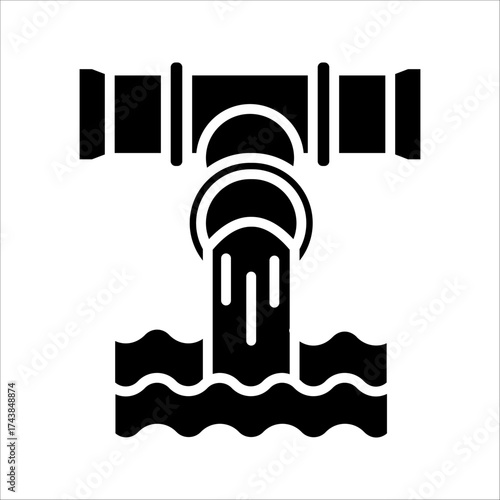 waste water Icon. Symbol isolated white background. vector illustration. color editable.