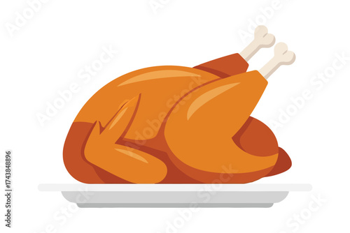 Vector art of roasted turkey, traditional thanksgiving dinner, holiday meal, and festive food