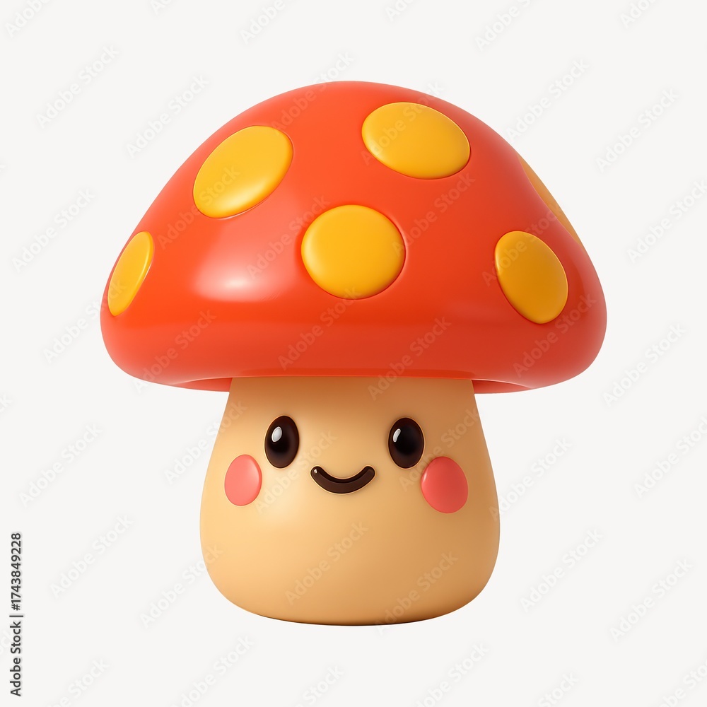 Fototapeta premium Cute cartoon mushroom character