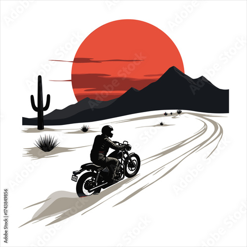 motorcycle on the desert, bike, vector, motorcycle, illustration, sport, bicycle, silhouette, motorbike, motocross, race, speed, ride, art, cartoon, extreme, jump, design, grunge, vintage, biker, moto